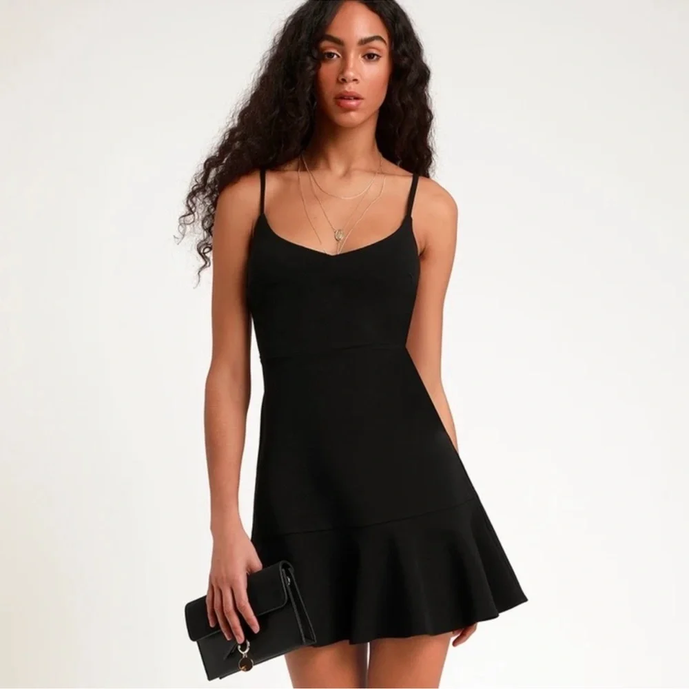 Lulus Stylize Black Flounce Hem Mini Dress - Picture 1 of 7